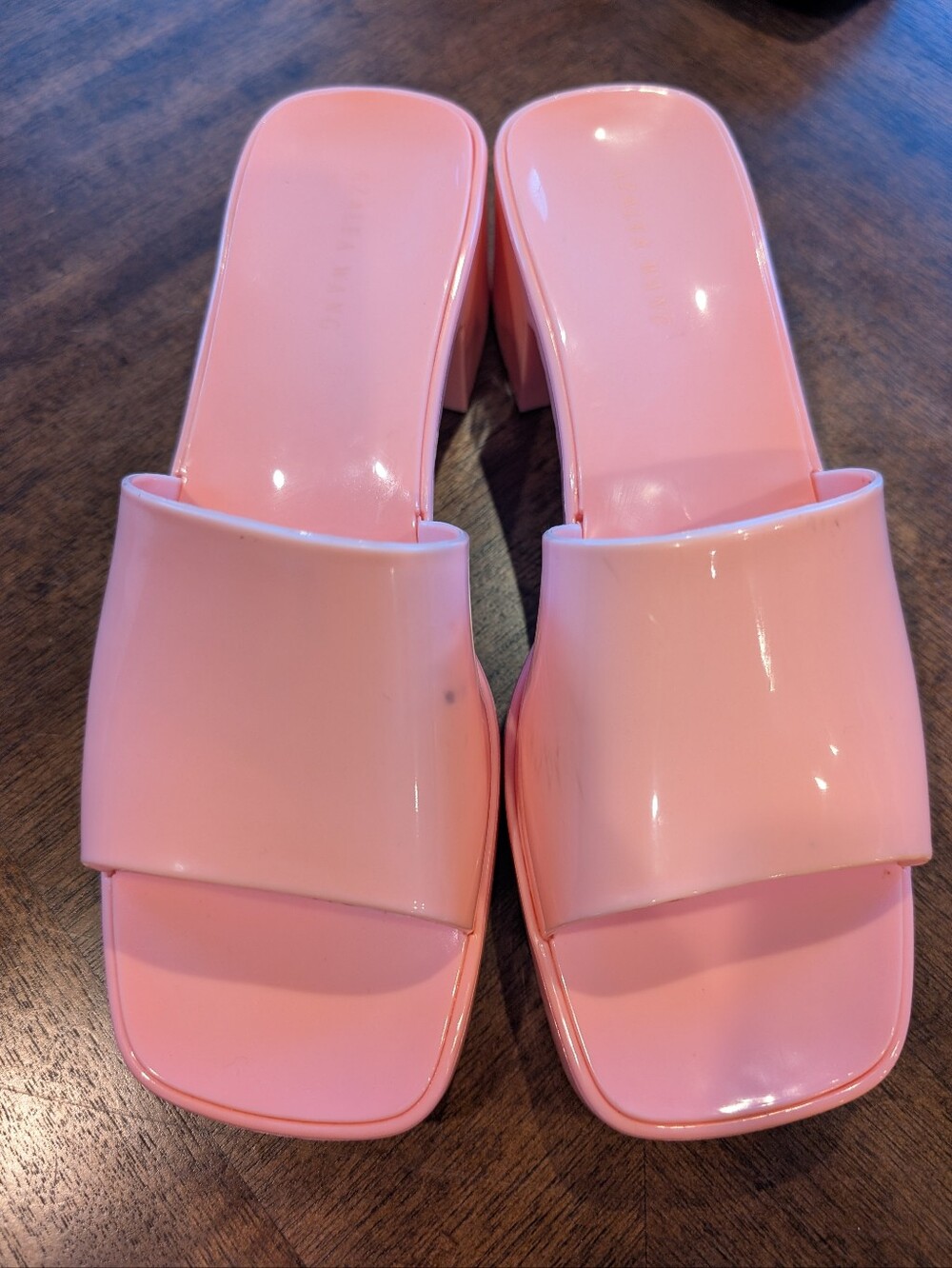 Pink Women’s Jelly Slide Block Heel Sandals